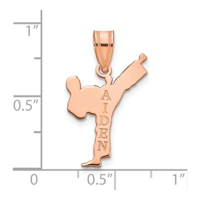 14K Rose Gold Personalized Boy Karate Pendant – view 2