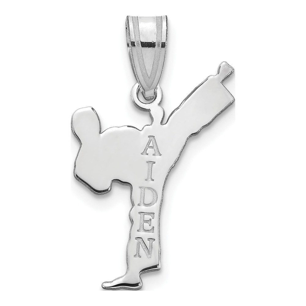 Sterling Silver/rhodium-Plated Personalized Boy Karate Pendant