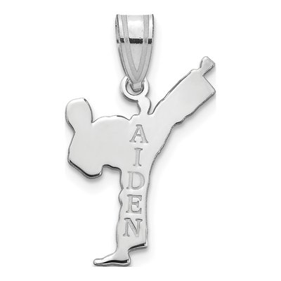 Sterling Silver Personalized Boy Karate Pendant