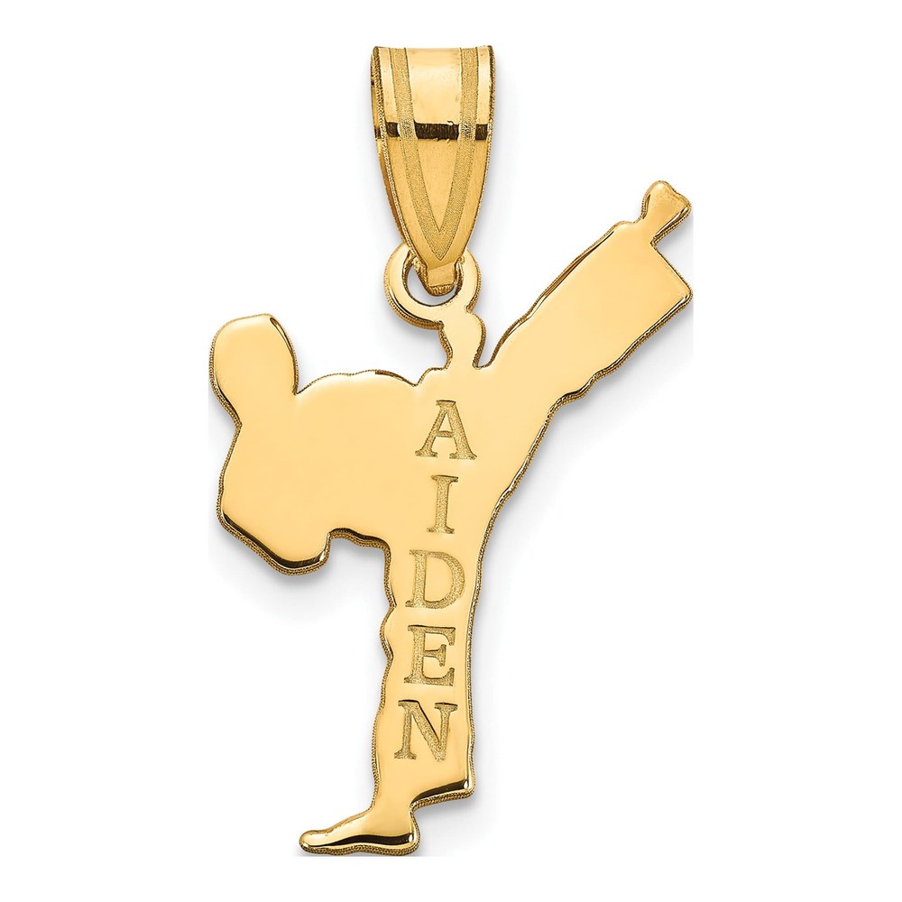 14K Yellow Gold Personalized Boy Karate Pendant
