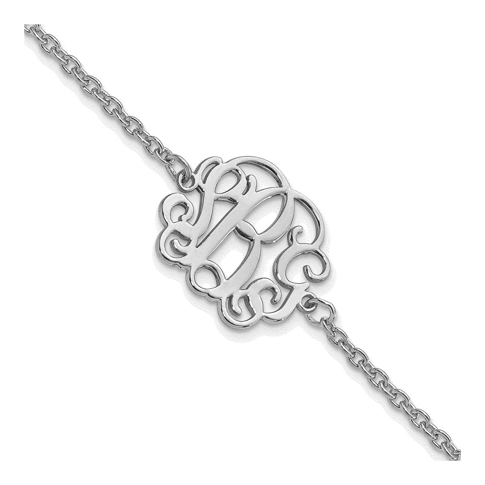 Sterling Silver/rhodium-Plated Monogram Bracelet with Lobster Clasp