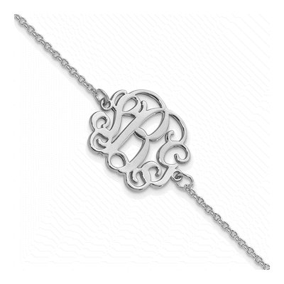 14K White Gold Personalized Monogram Bracelet