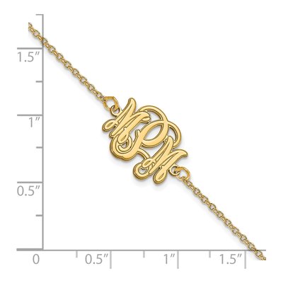 14K Yellow Gold Etched Monogram Bracelet – view 3