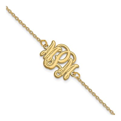 14K Yellow Gold Etched Monogram Bracelet