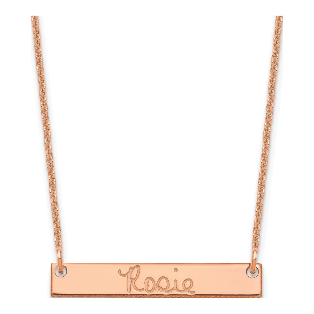 14K Rose Gold Small Signature Bar Necklace