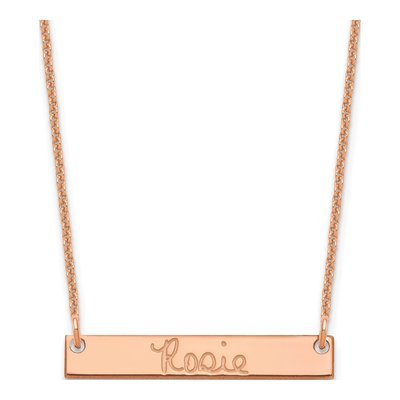14K Rose Gold Small Signature Bar Necklace