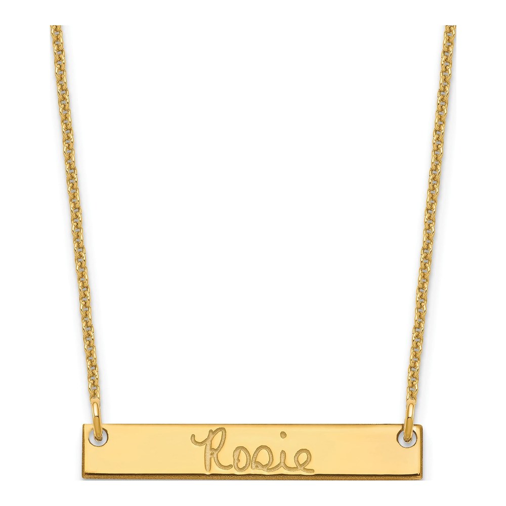 14K Yellow Gold Small Signature Bar Necklace