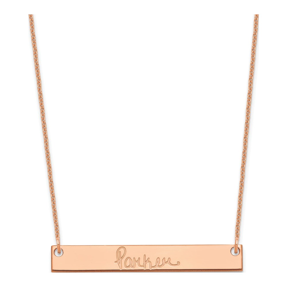 14K Rose Gold Personalized Bar Necklace