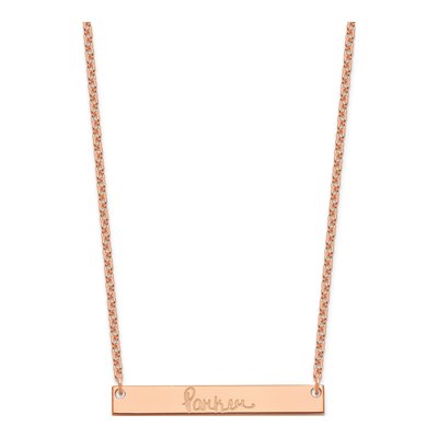 Rose Gold-Plated Sterling Silver Personalized Bar Necklace – view 2