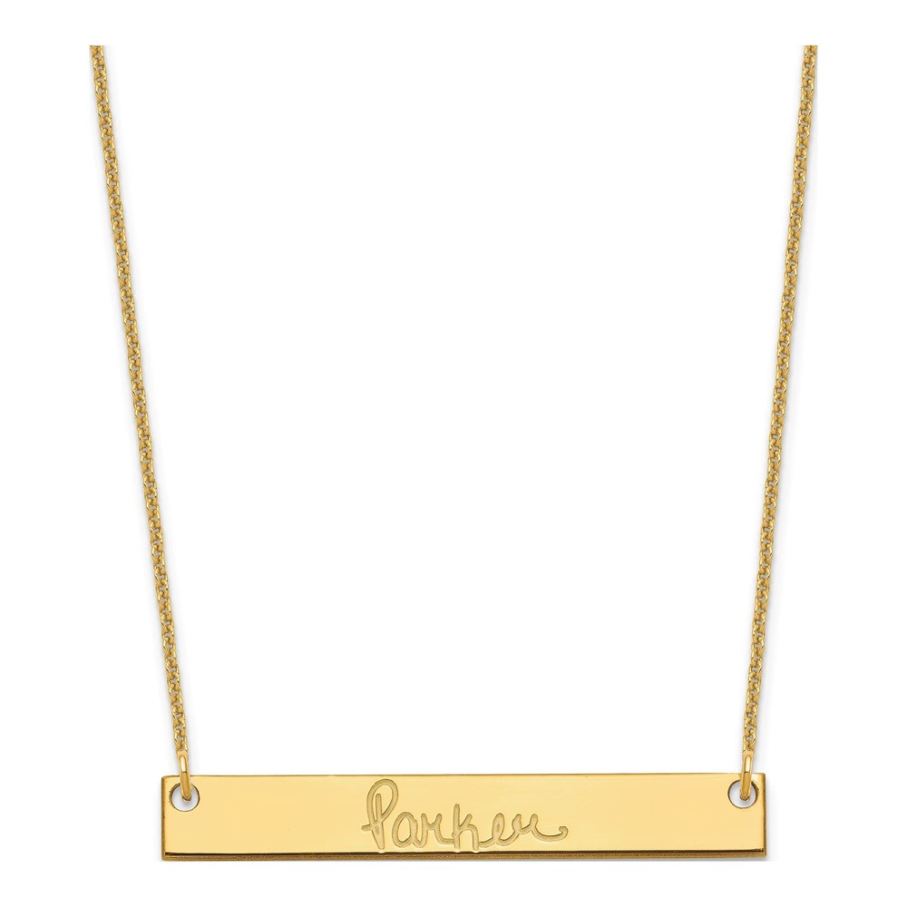 14K Yellow Gold Personalized Signature Bar Necklace