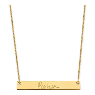 14K Yellow Gold Personalized Signature Bar Necklace