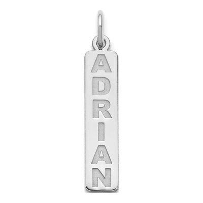 14K White Gold Personalized Bar Charm
