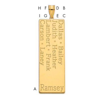 Personalized 8 Name Family Pendant, Sterling Silver