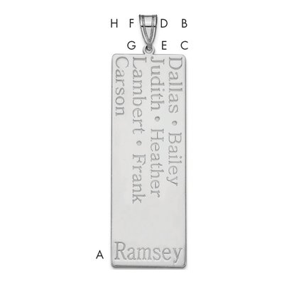 Sterling Silver Personalized 7-Name Family Pendant