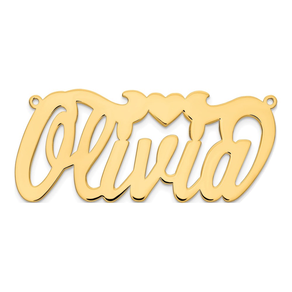 Sterling Silver/gold-Plated Polished Heart Name Plate