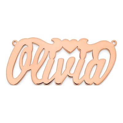 14K Rose Gold Heart Name Plate Pendant