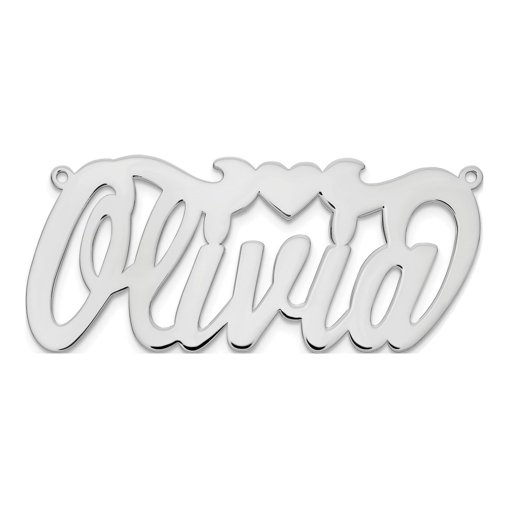 Sterling Silver/rhodium-Plated Polished Heart Name Plate