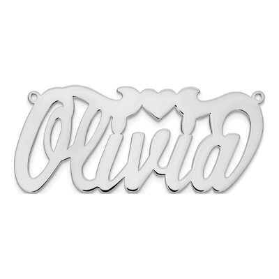 14K White Gold Personalized Heart Name Plate Pendant