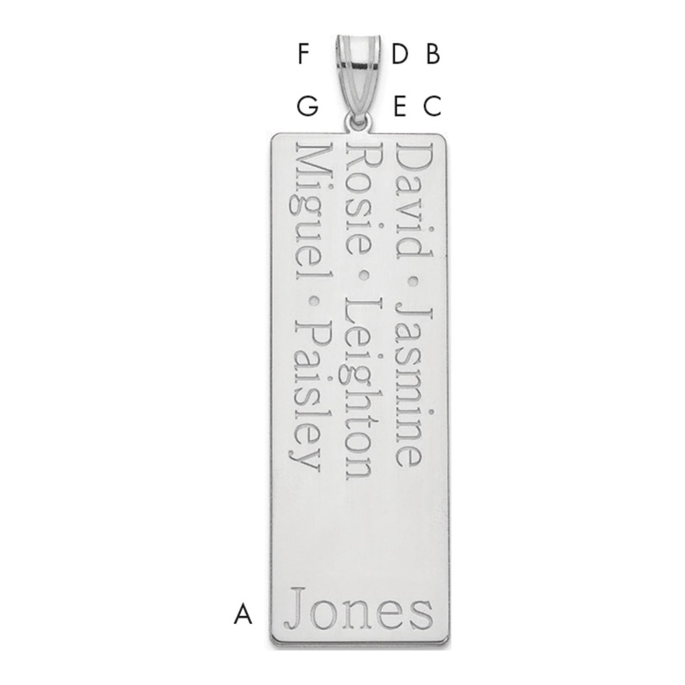 14K White Gold Rhodium-Plated 6 Name Family Pendant