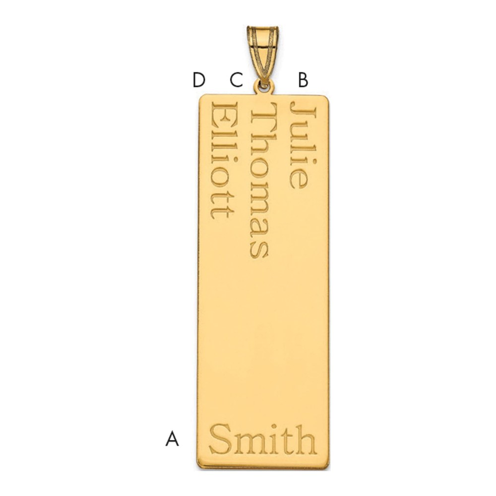 14K Yellow Gold 3 Name Family Pendant