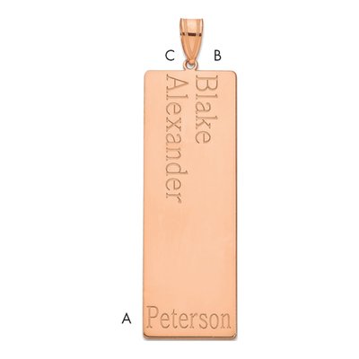 14K Rose Gold Personalized 2-Name Family Pendant