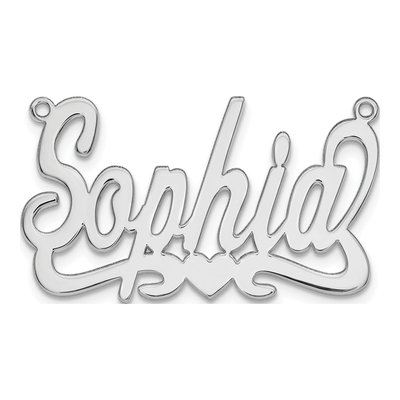 14K White Gold Personalized Heart Name Plate Pendant