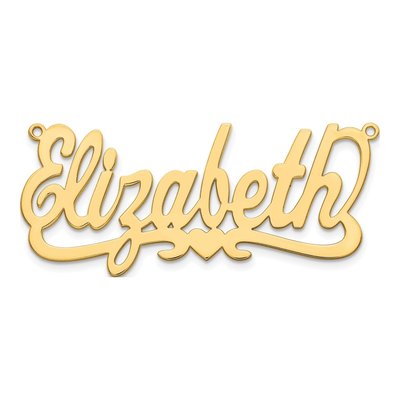 14K Yellow Gold Heart Name Plate Pendant – view 4