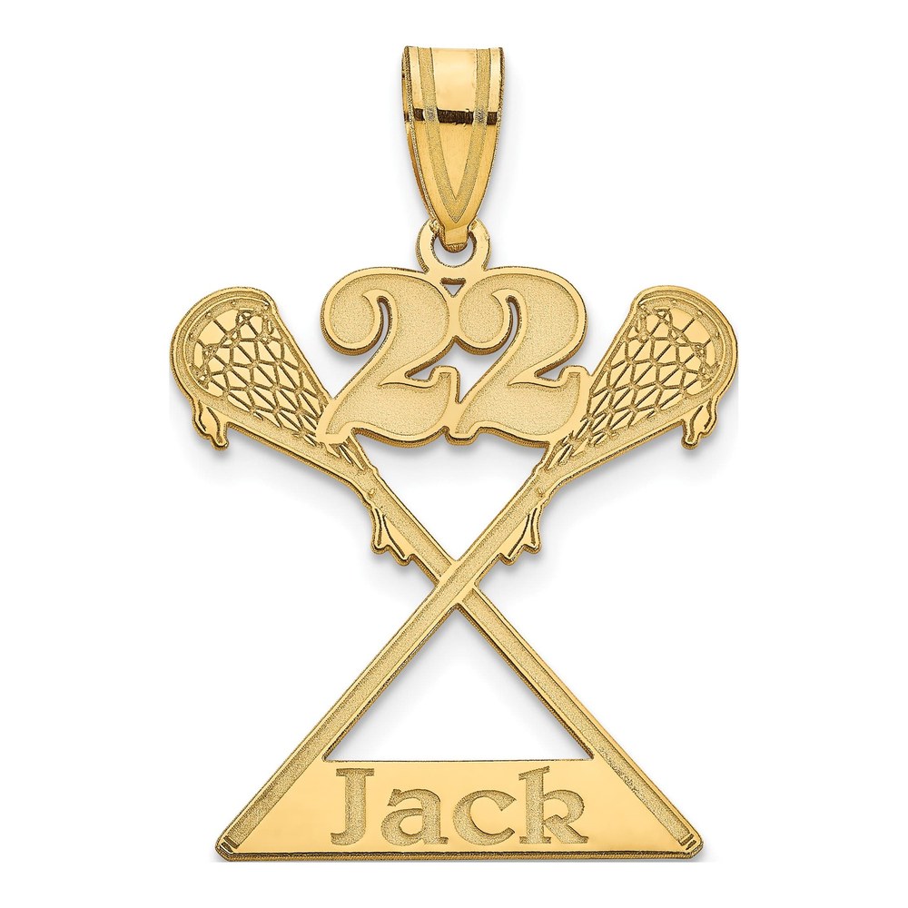 Gold-Plated Sterling Silver Personalized Lacrosse Pendant