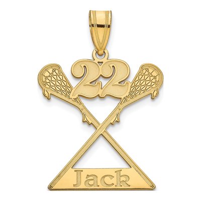 Gold-Plated Sterling Silver Personalized Lacrosse Pendant