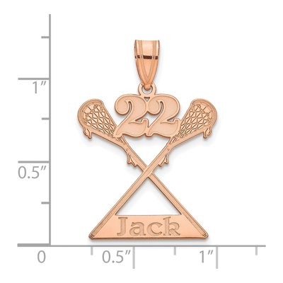 14K Rose Gold Personalized Lacrosse Pendant – view 2