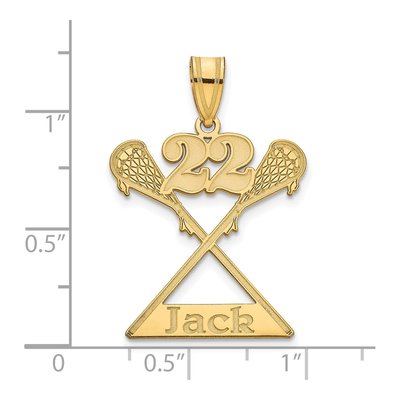 14K Yellow Gold Personalized Lacrosse Pendant – view 3