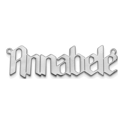 14K White Gold Personalized Gothic Name Plate Pendant – view 3