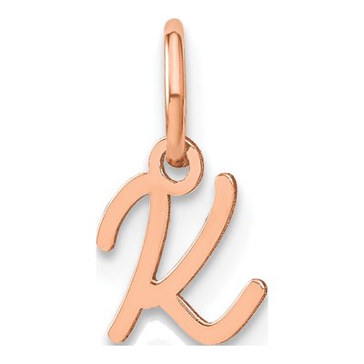 14K Rose Gold Letter K Charm