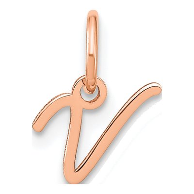14K Rose Gold Letter V Charm