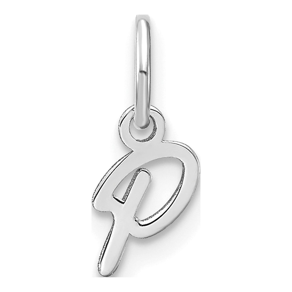 Sterling Silver Rhodium-Plated Upper Case Letter P Initial Charm Pendant