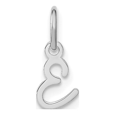 14K White Gold Letter E Charm