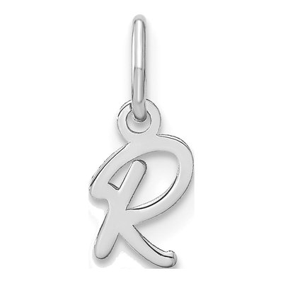 14K White Gold Letter R Charm