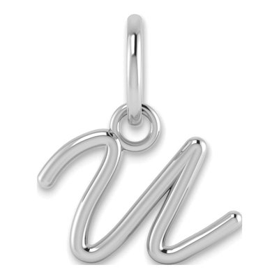 14K White Gold Letter U Pendant