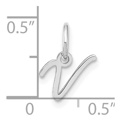 14K White Gold Letter V Charm – view 4