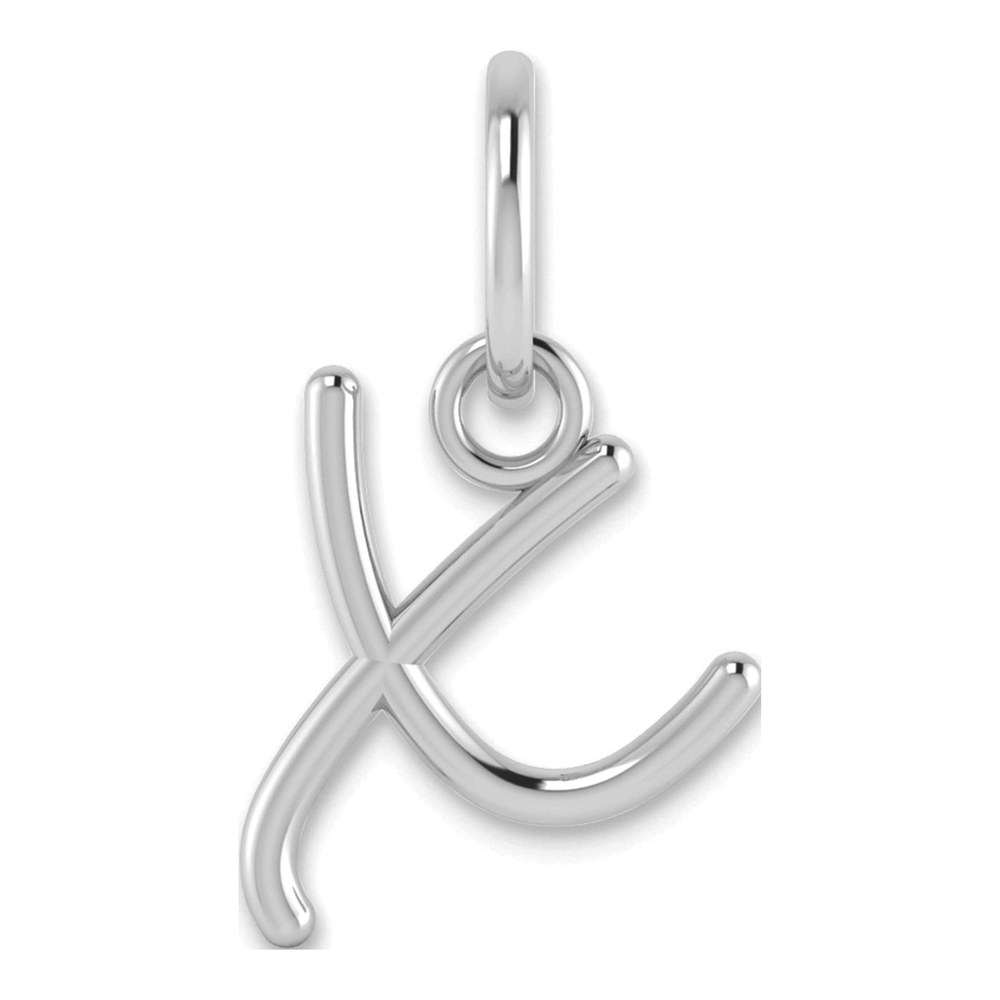 14K White Gold Rhodium-Plated Upper Case Letter X Initial Charm Pendant