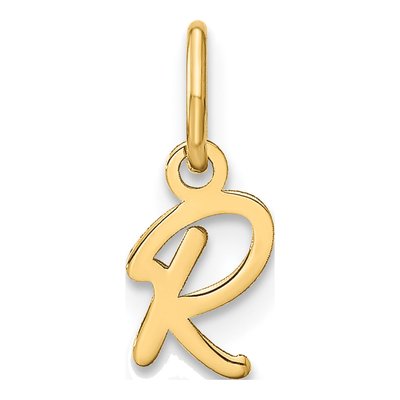 14K Yellow Gold Letter R Charm