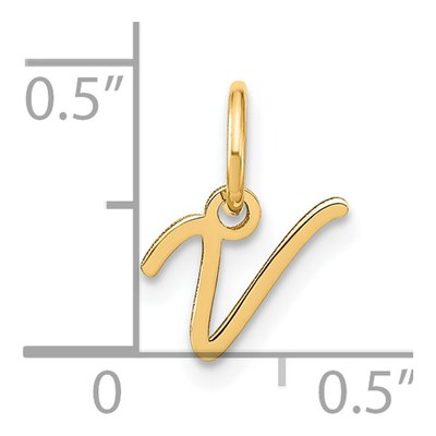 14K Yellow Gold Letter V Pendant – view 5