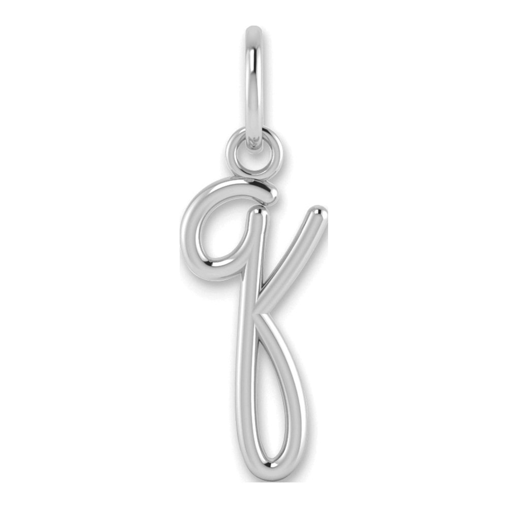 Sterling Silver Rhodium-Plated Lower Case Letter Q Initial Charm Pendant