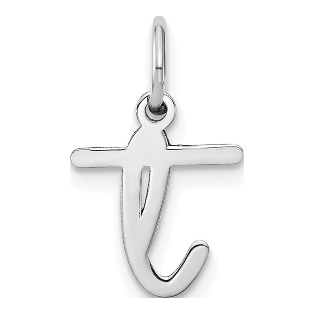 Sterling Silver Rhodium-Plated Lower Case Letter T Initial Charm Pendant