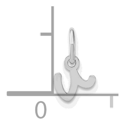 Sterling Silver Lowercase Letter V Charm – view 4