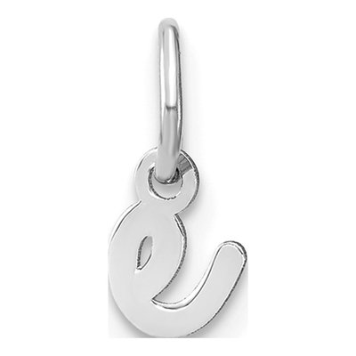 14K White Gold Letter E Charm