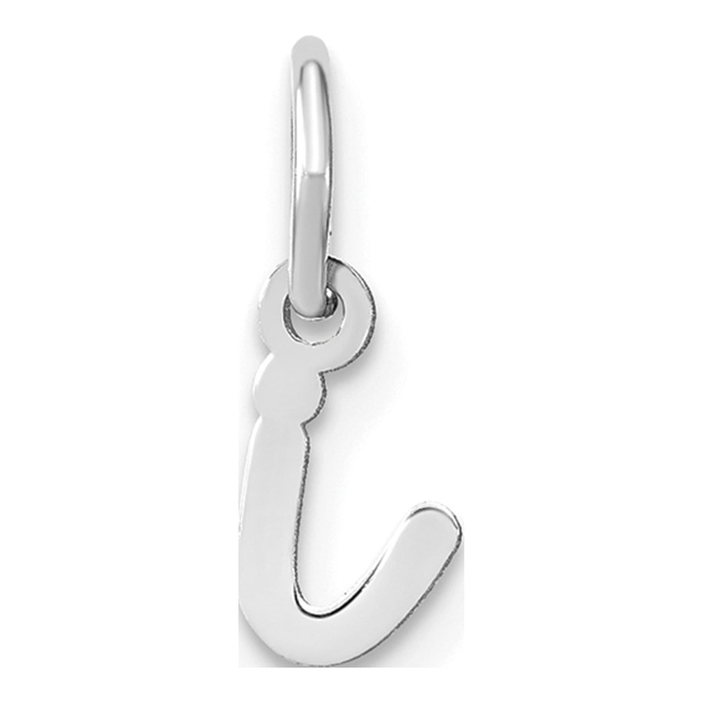 14K White Gold Rhodium-Plated Lower Case Letter I Initial Charm Pendant