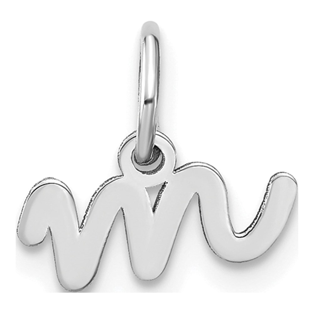 14K White Gold Rhodium-Plated Lower Case Letter M Initial Charm Pendant