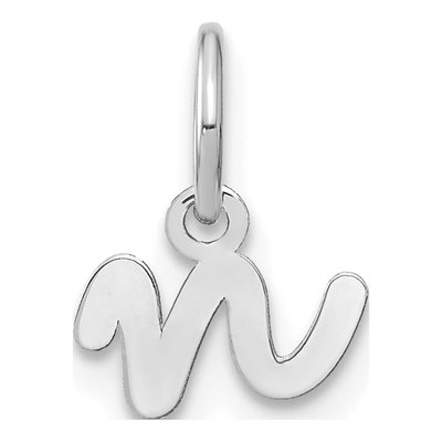 14K White Gold Letter N Pendant