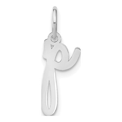 14K White Gold Letter P Pendant